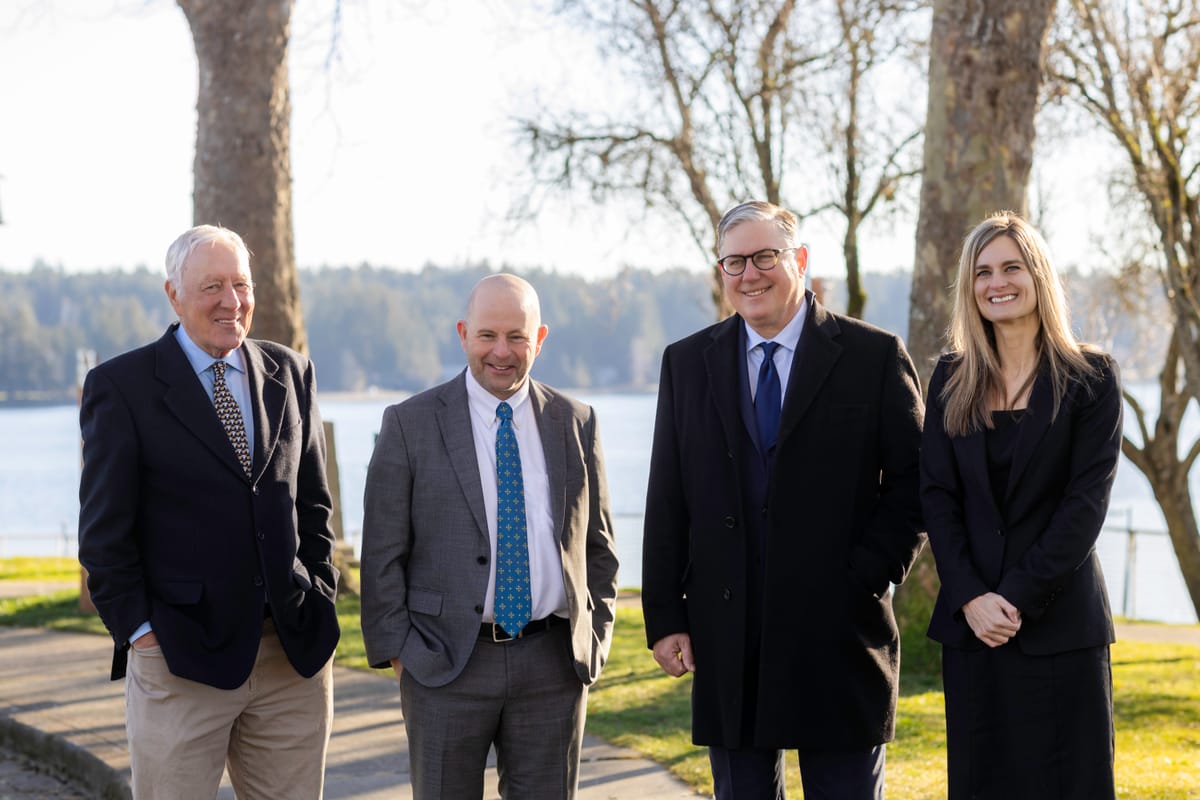 Kitsap Law Group attorneys Bill H. Broughton, David P. Horton, David A. Weibel and Christy Palmer on the waterfront